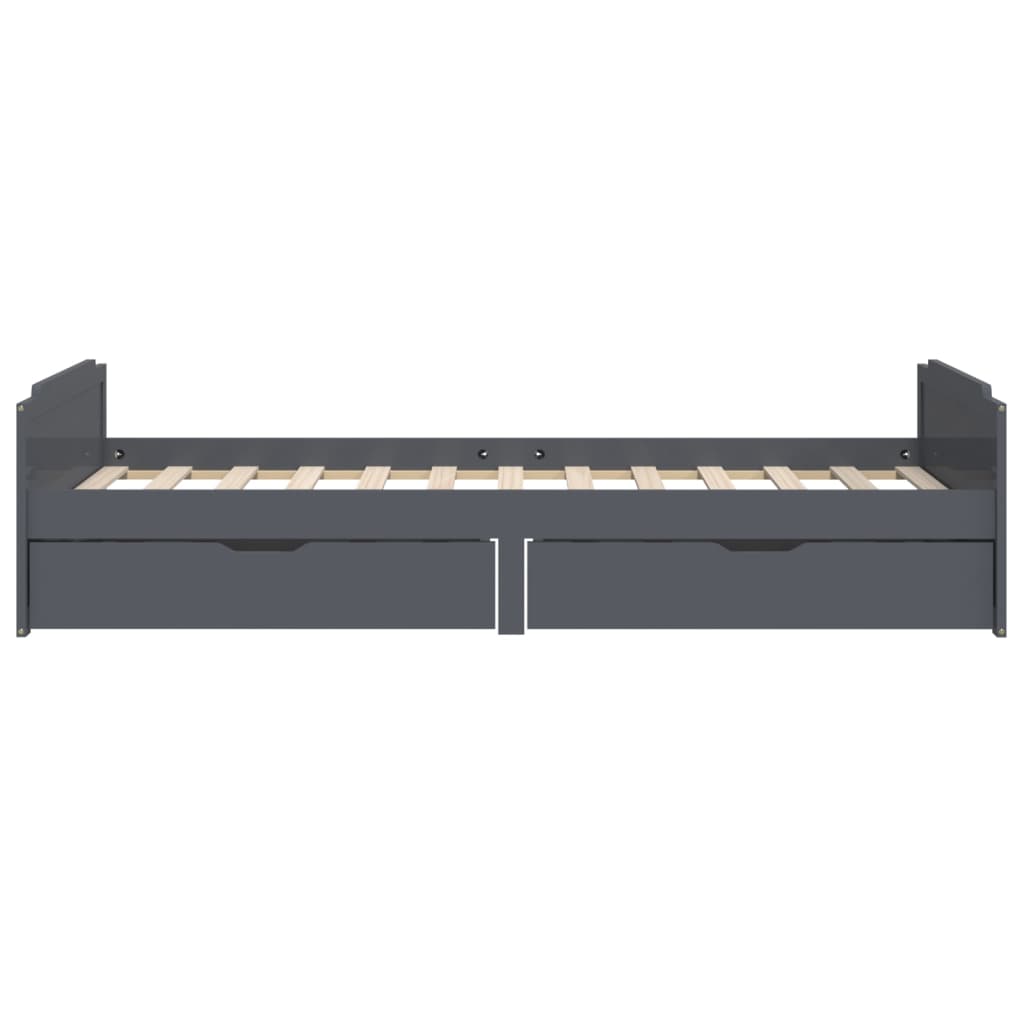 Cadre de lit sans matelas gris foncé bois pin massif 90x200cm - XIOS