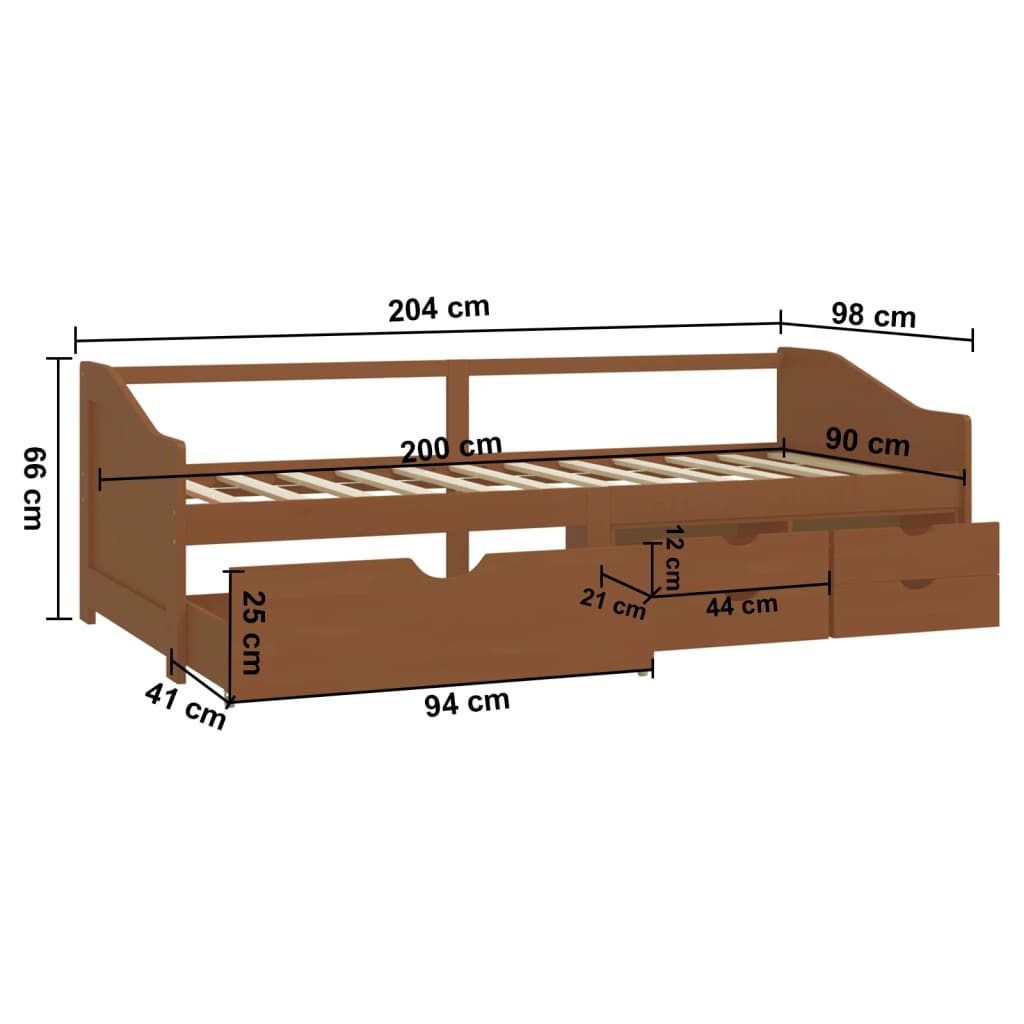 Lit de repos 3 places sans matelas Bois de pin massif 90x200 cm - XIOS