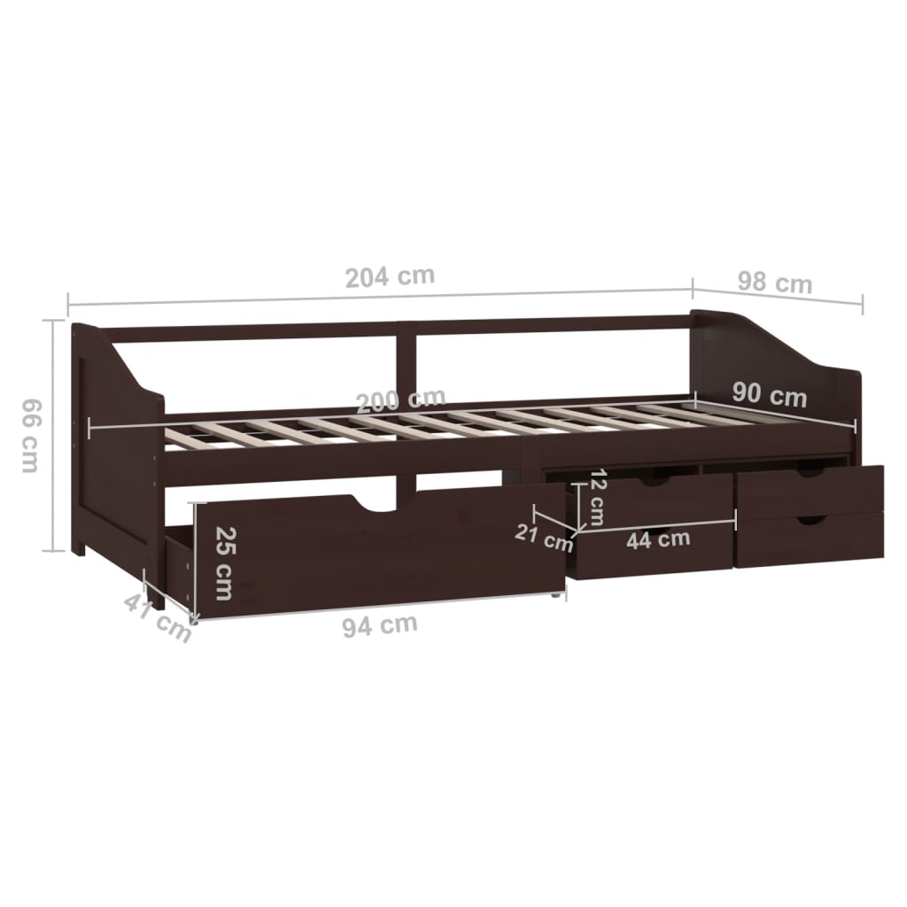 Lit de repos 3 places sans matelas Bois de pin massif 90x200 cm - XIOS