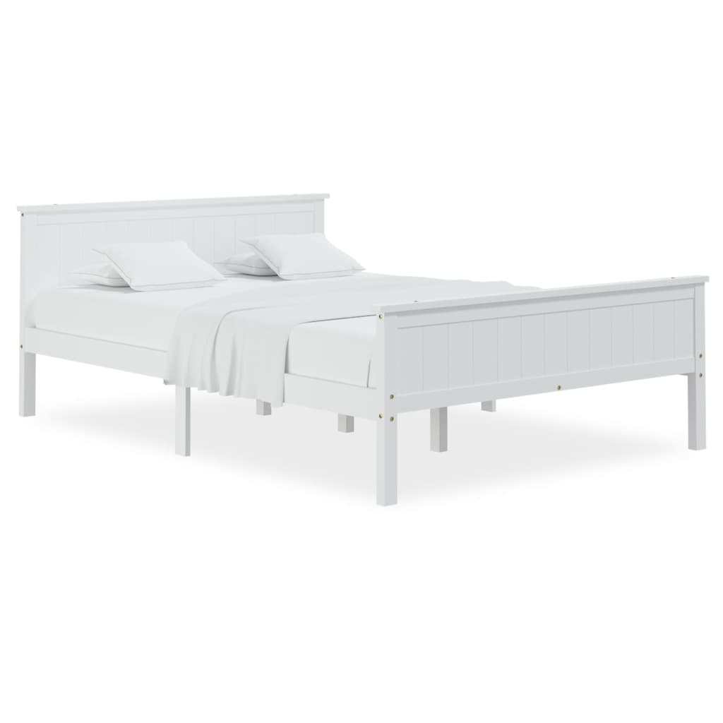 Cadre de lit sans matelas blanc bois de pin massif 160x200 cm - XIOS