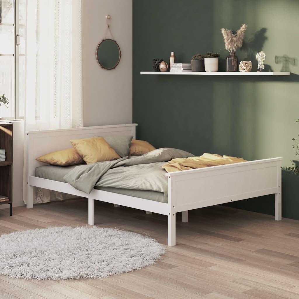 Cadre de lit sans matelas blanc bois de pin massif 160x200 cm - XIOS