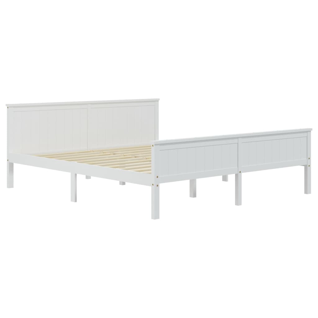 Cadre de lit sans matelas blanc bois massif de pin 200x200 cm - XIOS