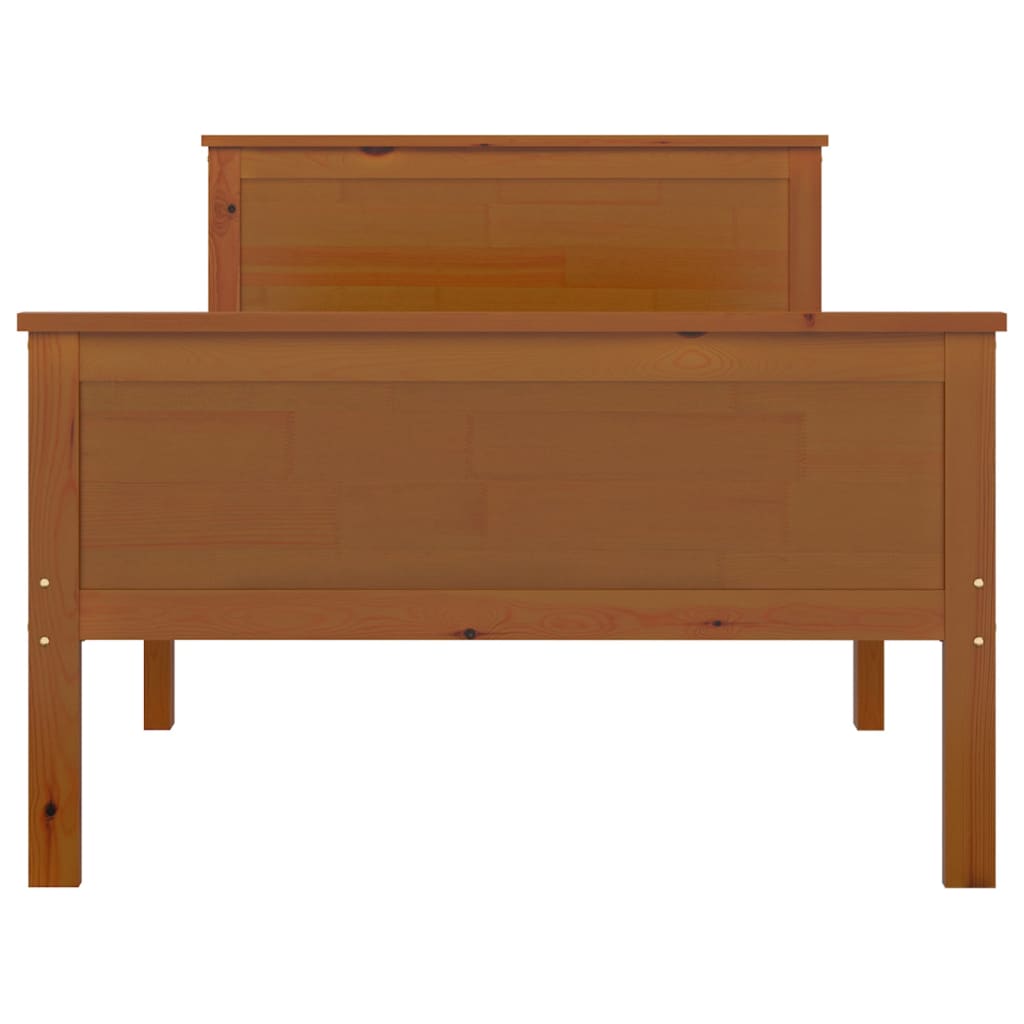 Cadre de lit sans matelas Marron miel Bois pin massif 90x200 cm - XIOS