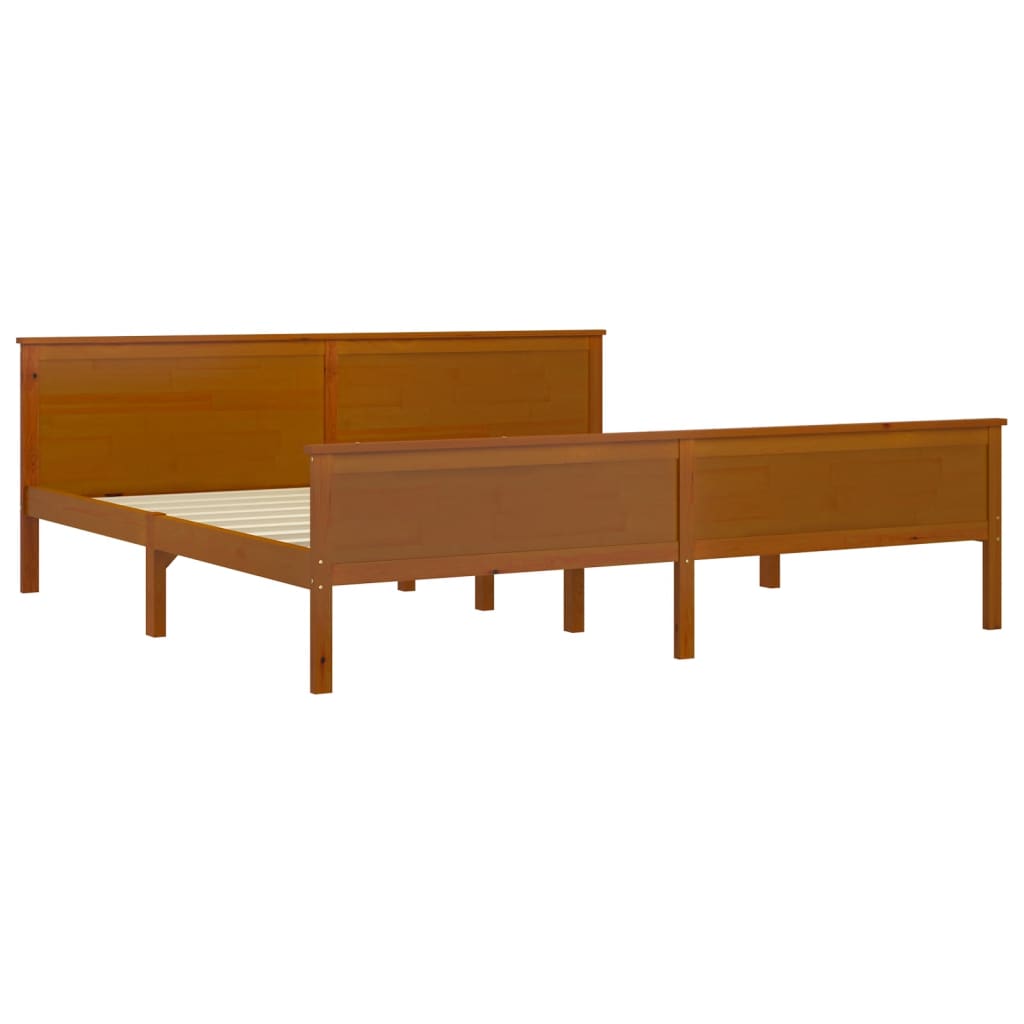 Cadre de lit sans matelas marron miel bois pin massif 200x200cm - XIOS