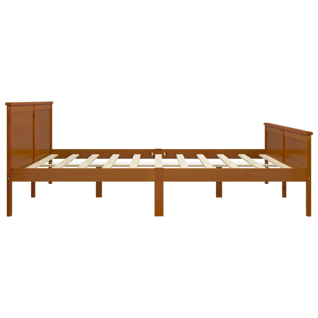 Cadre de lit sans matelas marron miel bois pin massif 200x200cm - XIOS