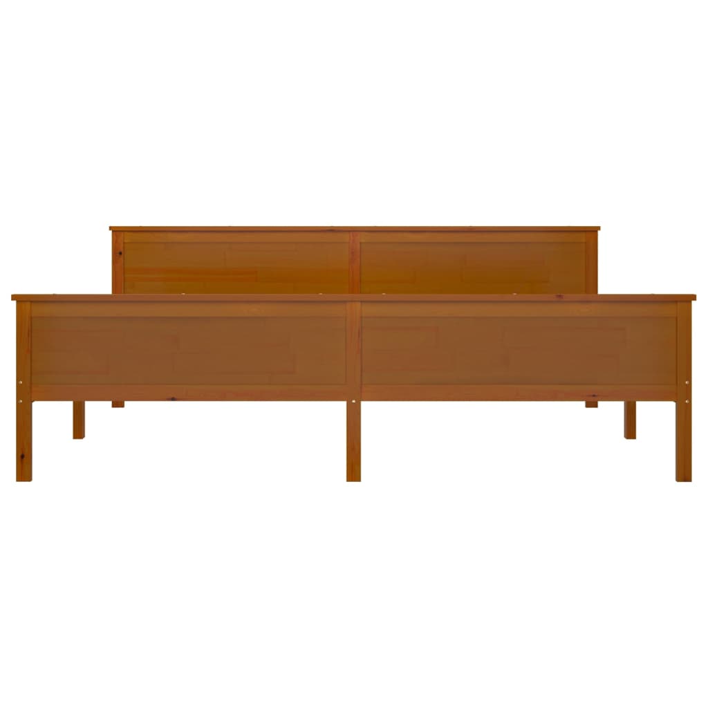 Cadre de lit sans matelas marron miel bois pin massif 200x200cm - XIOS