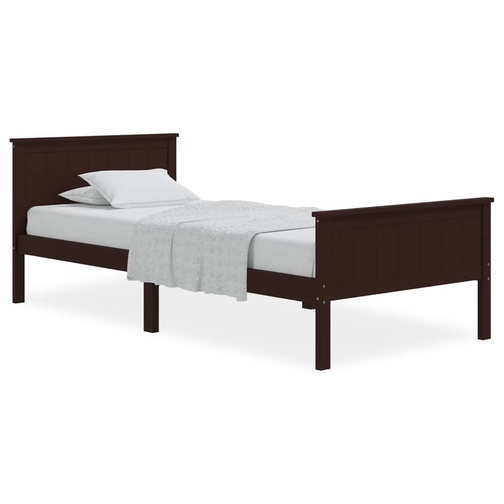 Cadre de lit sans matelas marron foncé pin massif 100x200 cm - XIOS