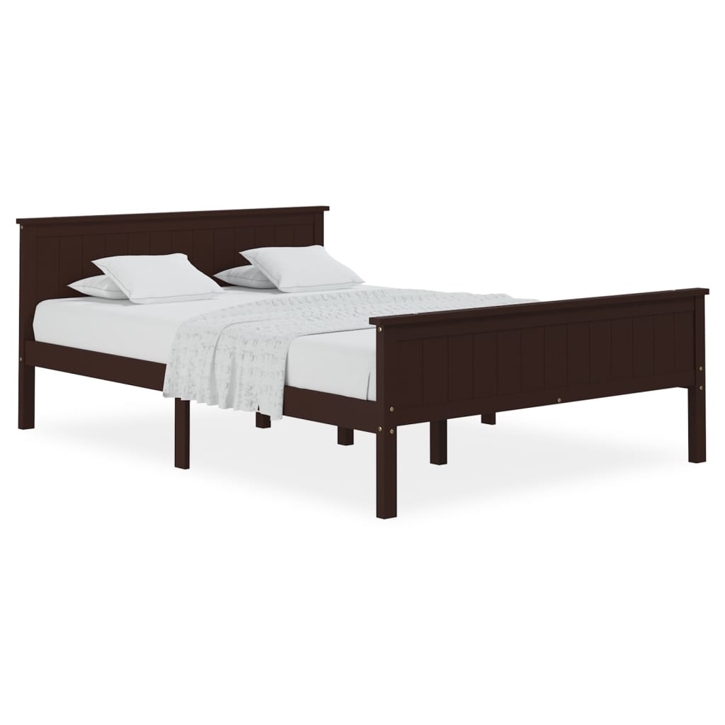 Cadre de lit sans matelas marron foncé pin massif 160x200 cm - XIOS