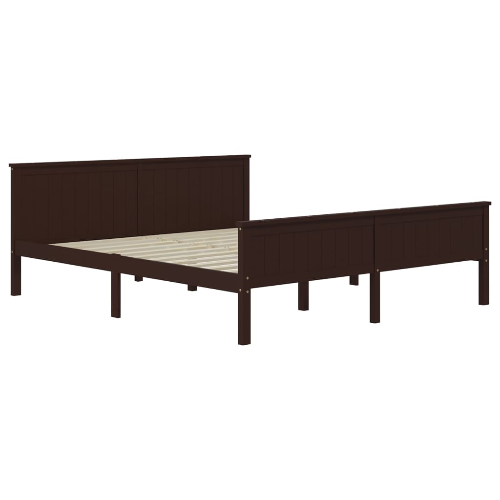 Cadre de lit sans matelas marron foncé pin massif 180x200 cm - XIOS