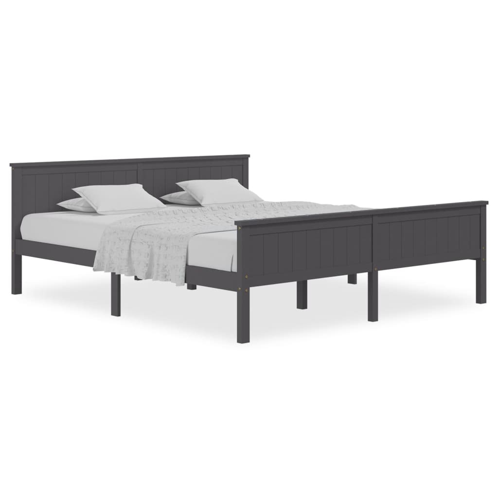 Cadre de lit sans matelas bois massif de pin gris 200x200 cm - XIOS
