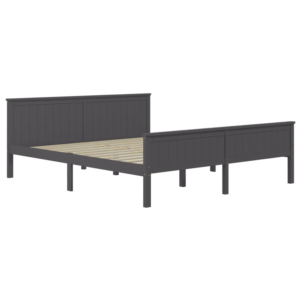 Cadre de lit sans matelas bois massif de pin gris 200x200 cm - XIOS