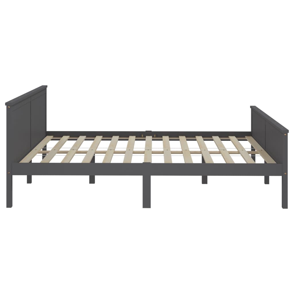 Cadre de lit sans matelas bois massif de pin gris 200x200 cm - XIOS