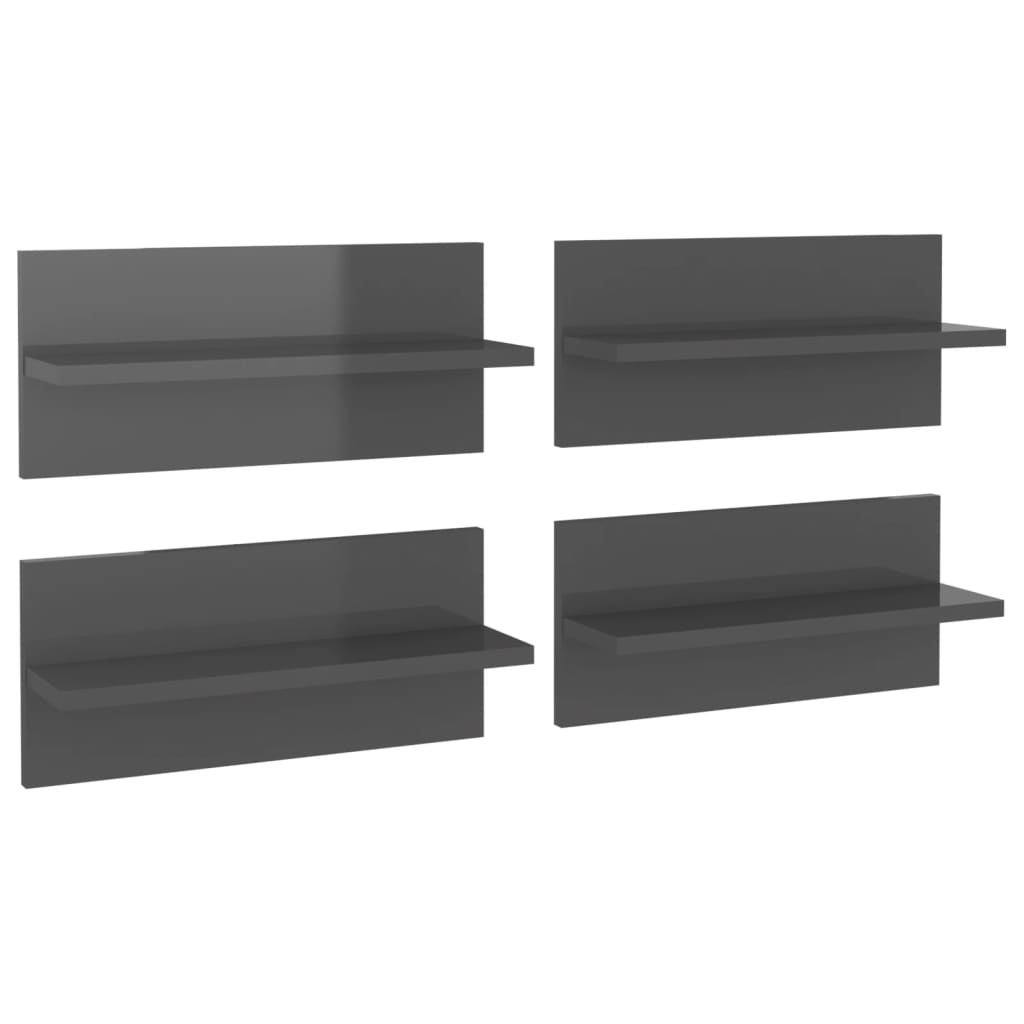 Étagères murales 4 pcs gris brillant bois d'ingénierie - XIOS