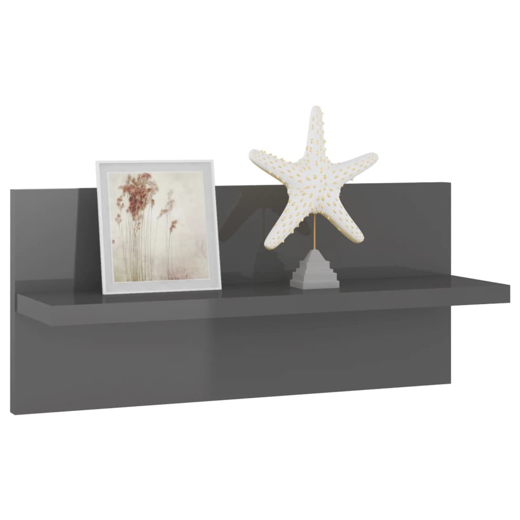 Étagères murales 4 pcs gris brillant bois d'ingénierie - XIOS