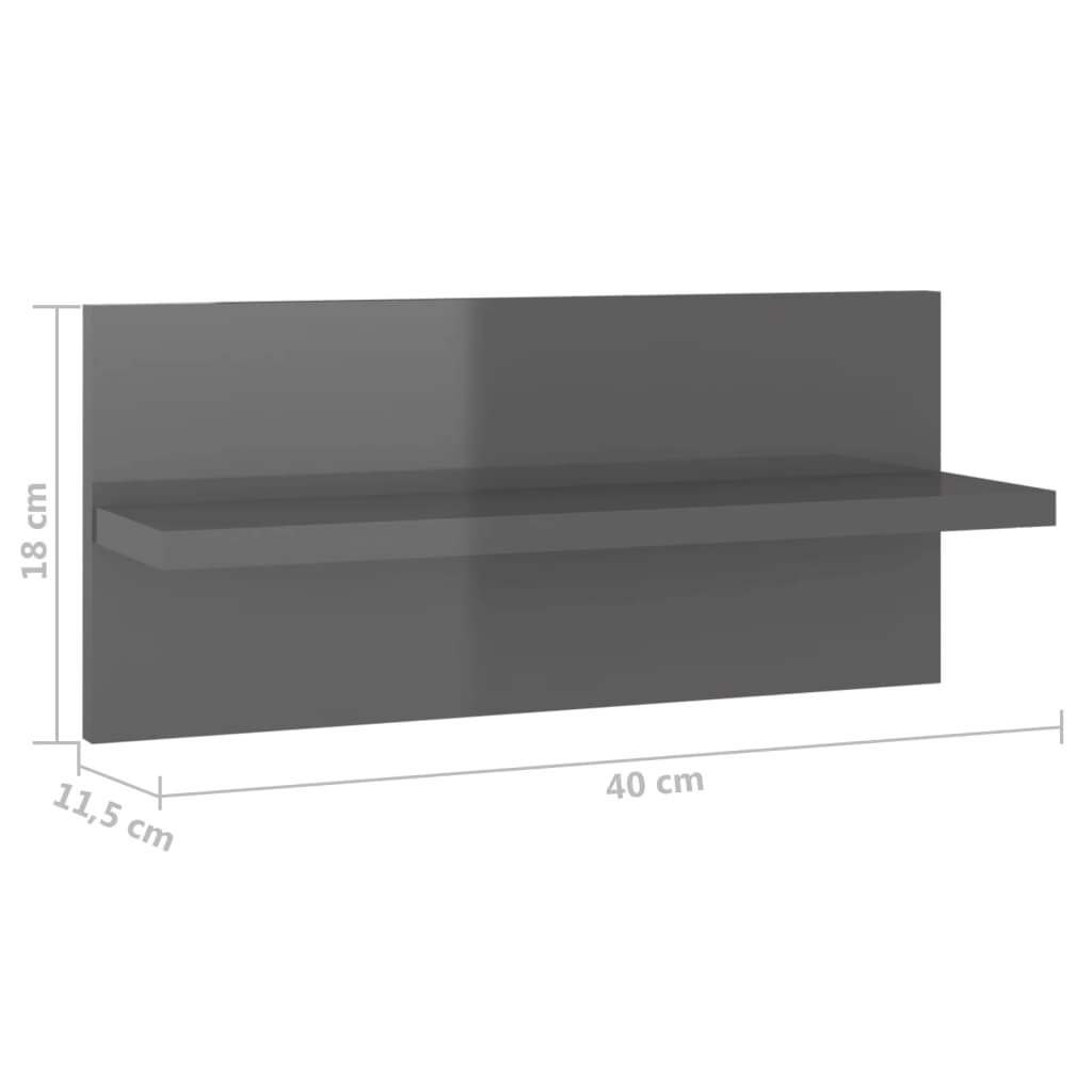 Étagères murales 4 pcs gris brillant bois d'ingénierie - XIOS
