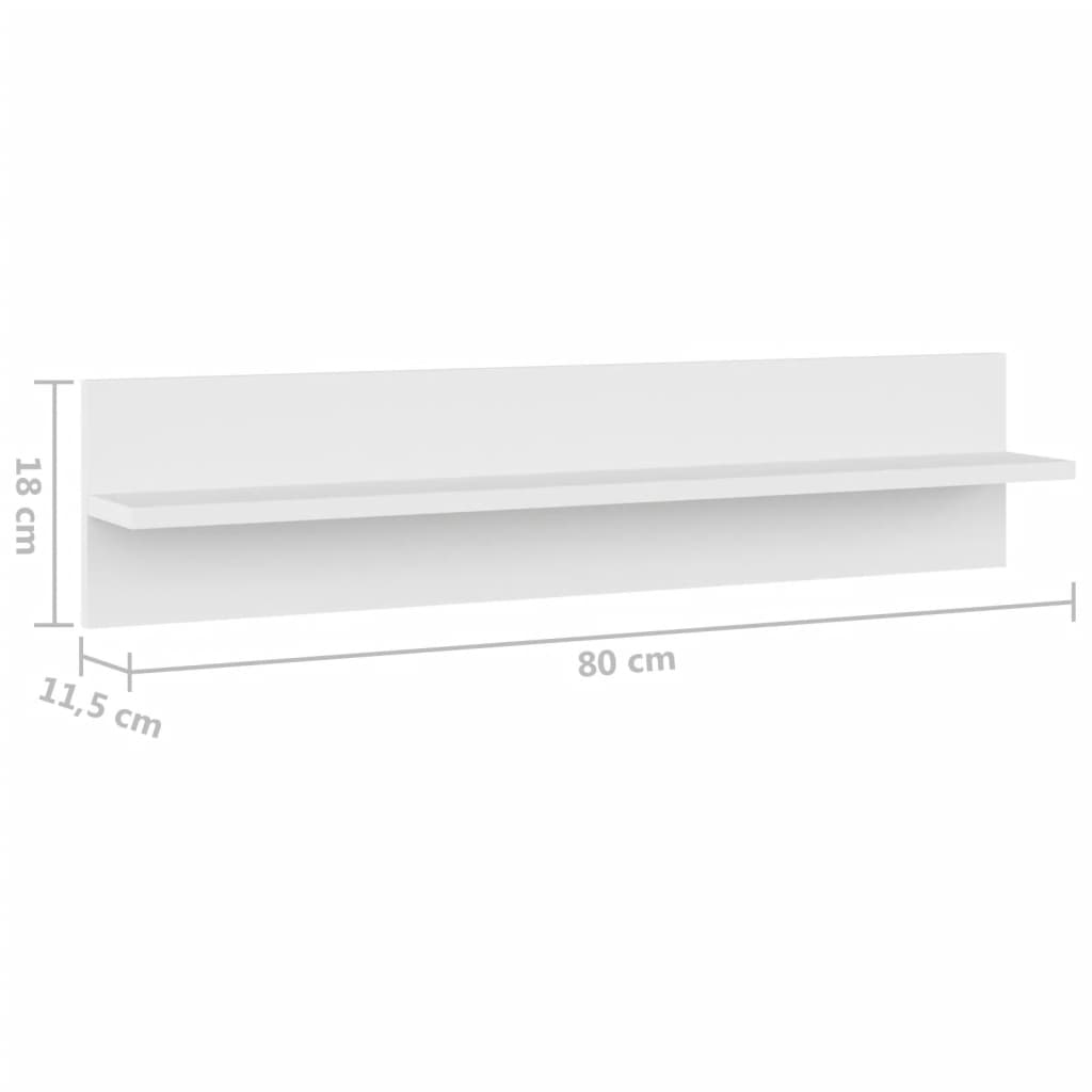 Étagères murales 2 pcs Blanc 80x11,5x18 cm bois d'ingénierie - XIOS