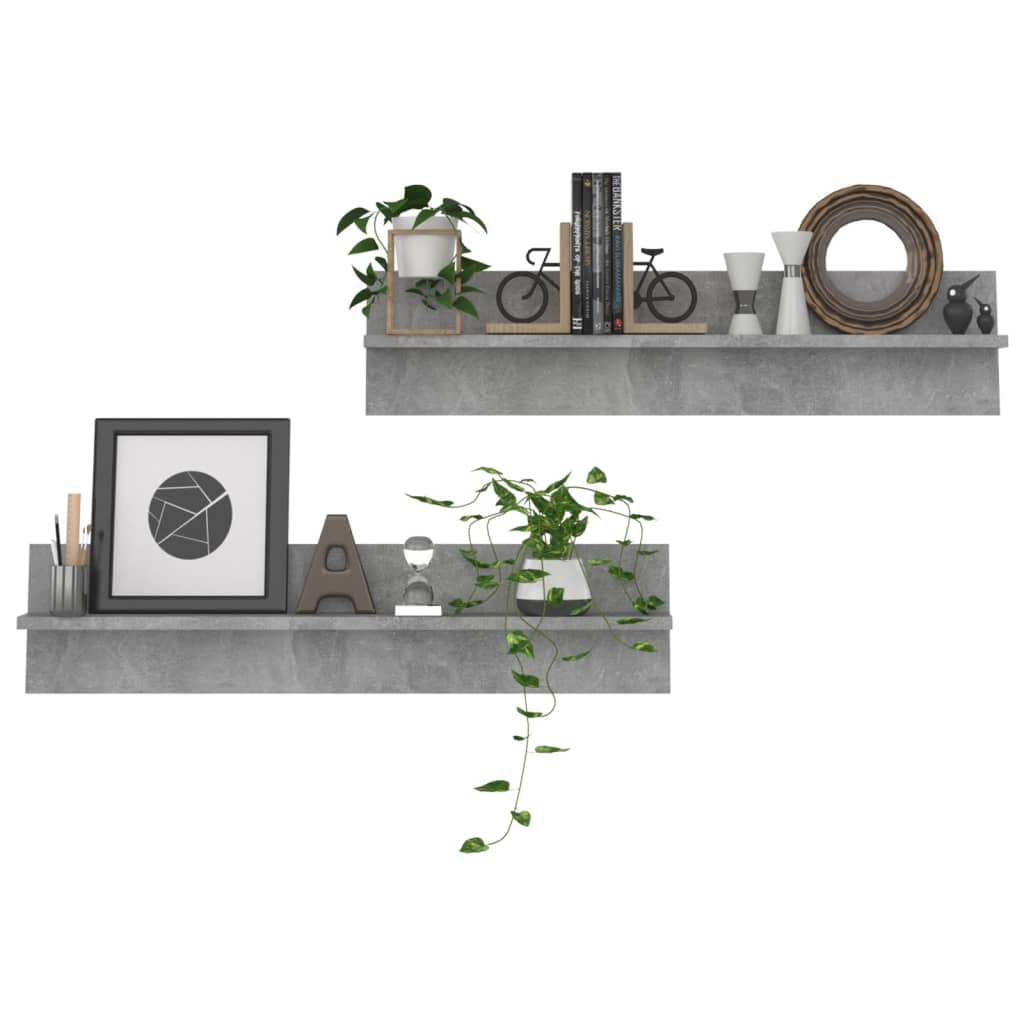 Étagères murales 2pcs Gris béton 80x11,5x18cm bois d'ingénierie - XIOS