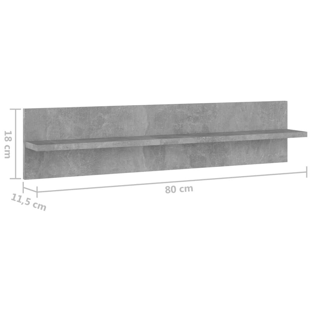 Étagères murales 2pcs Gris béton 80x11,5x18cm bois d'ingénierie - XIOS