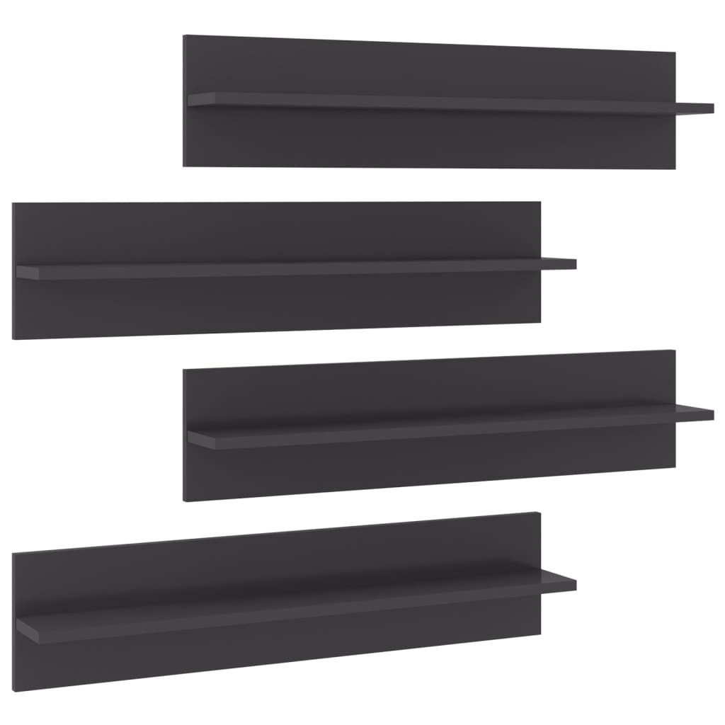 Étagères murales 4 pcs gris brillant bois d'ingénierie - XIOS
