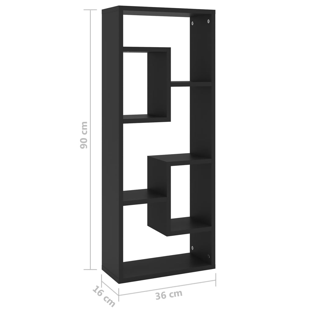 Étagère murale Noir 36x16x90 cm Bois d'ingénierie - XIOS