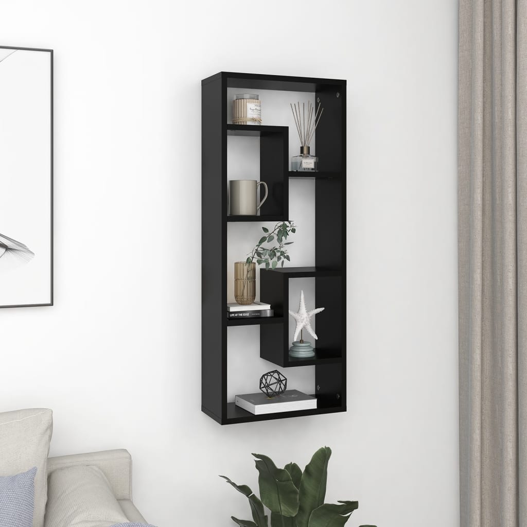 Étagère murale Noir 36x16x90 cm Bois d'ingénierie - XIOS