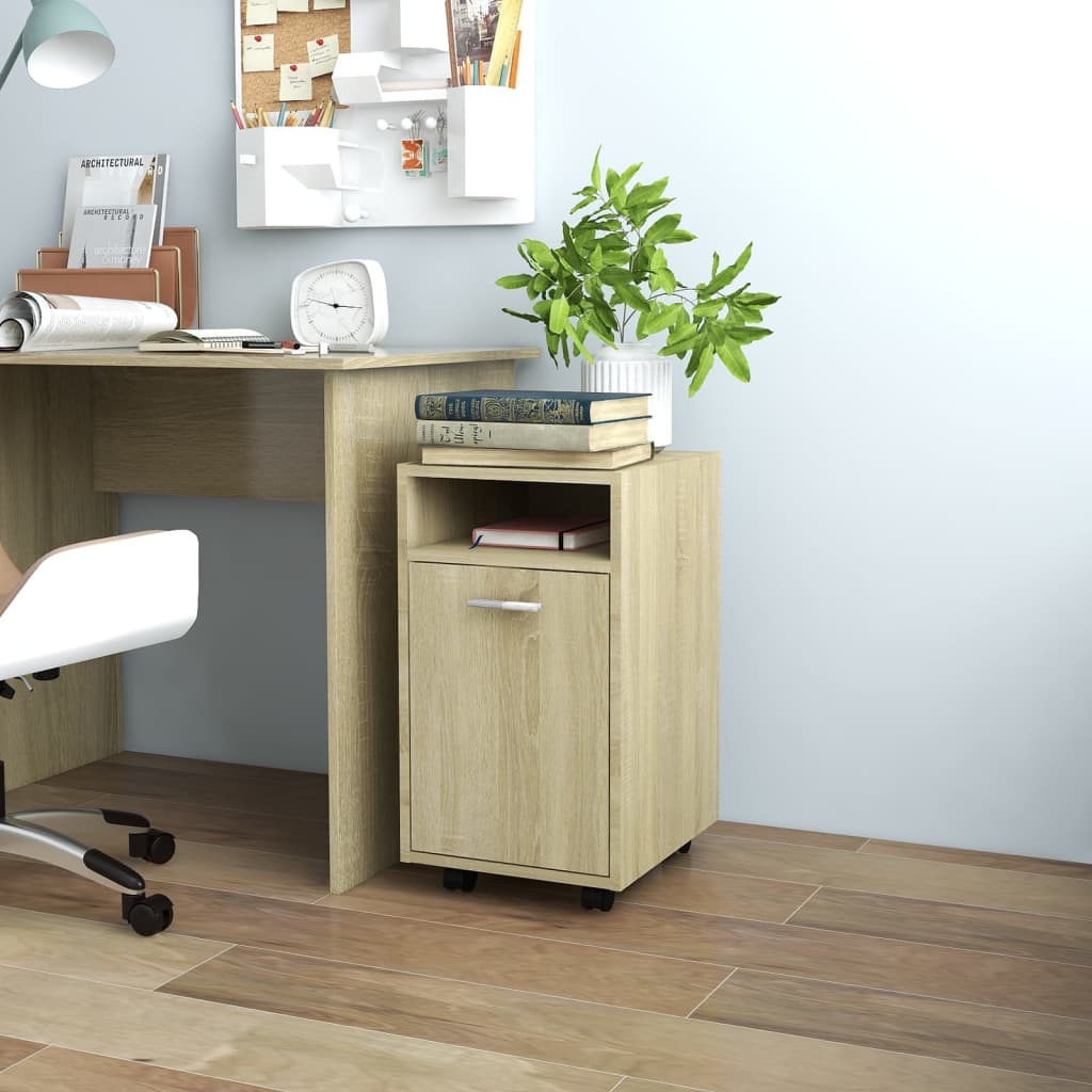 Armoire latérale avec roues Chêne Sonoma Bois d'ingénierie