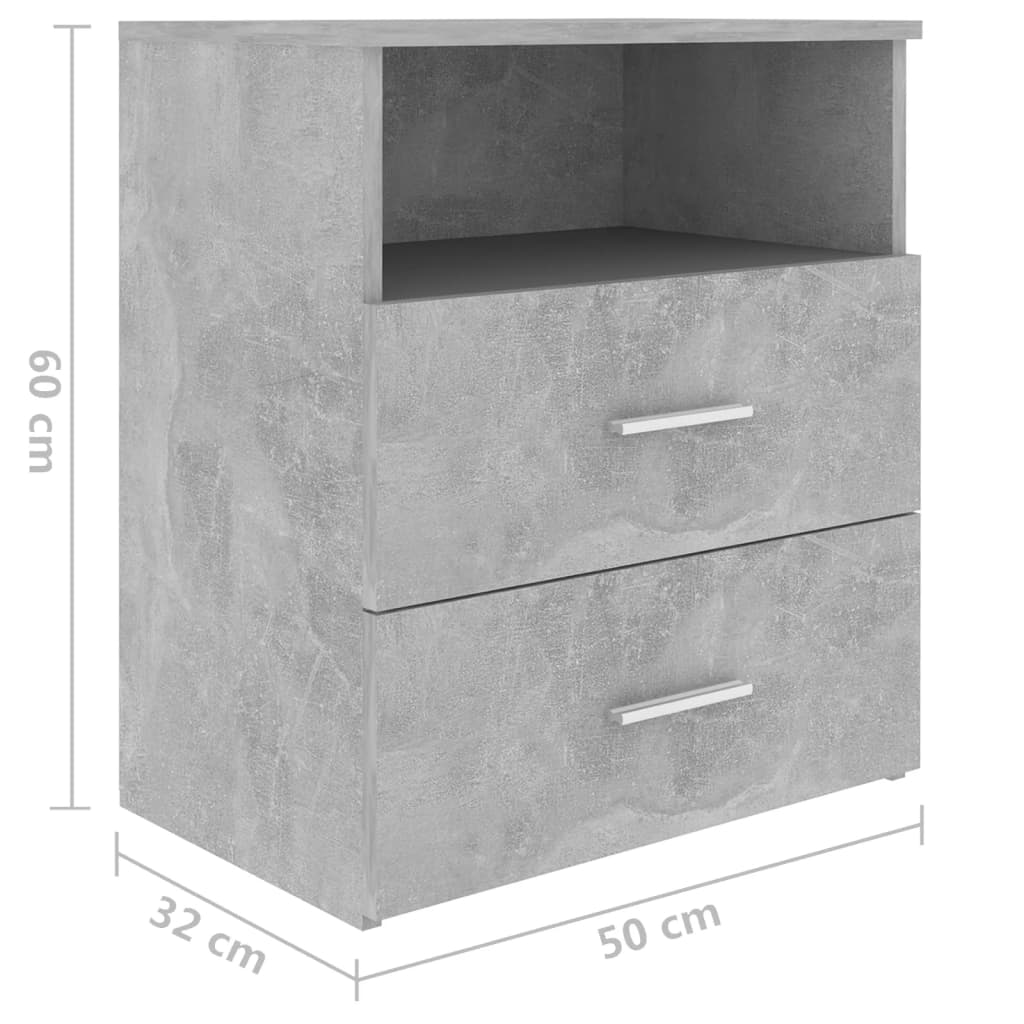 Tables de chevet 2 pcs Gris béton 50x32x60 cm - XIOS