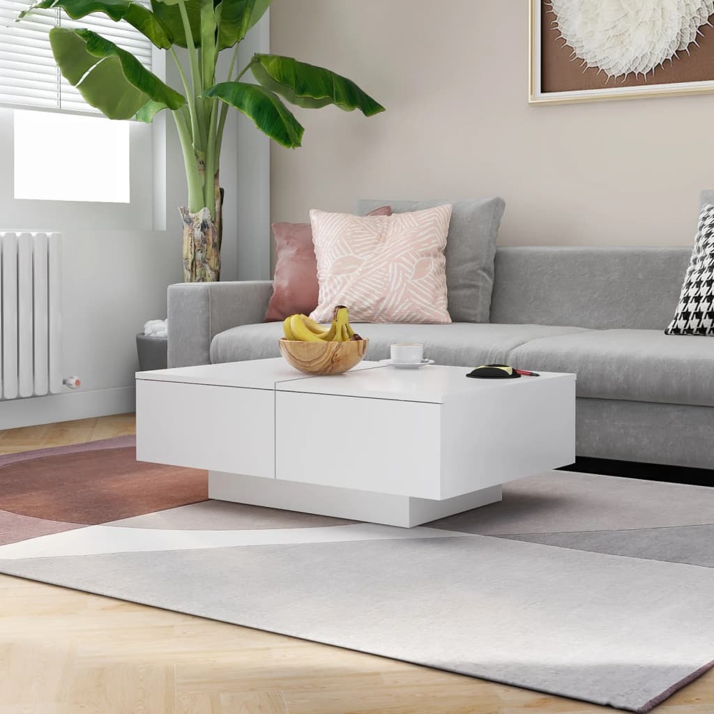 Table basse Blanc 90x60x31 cm Bois d’ingénierie - XIOS