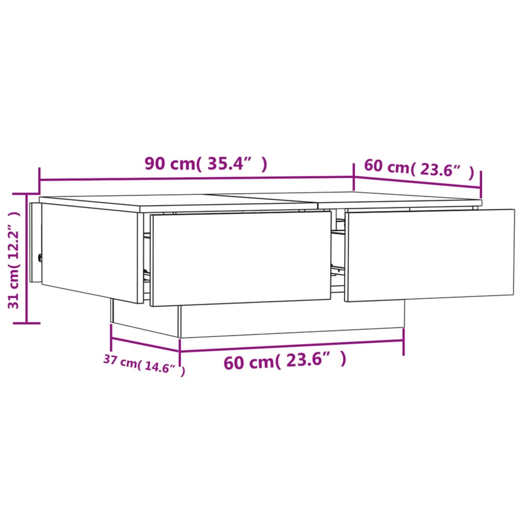 Table basse Gris béton 90x60x31 cm Bois d’ingénierie - XIOS