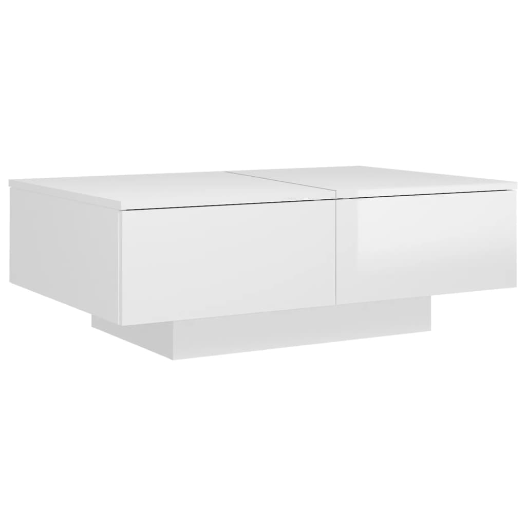 Table basse Blanc brillant 90x60x31 cm Bois d'ingénierie - XIOS