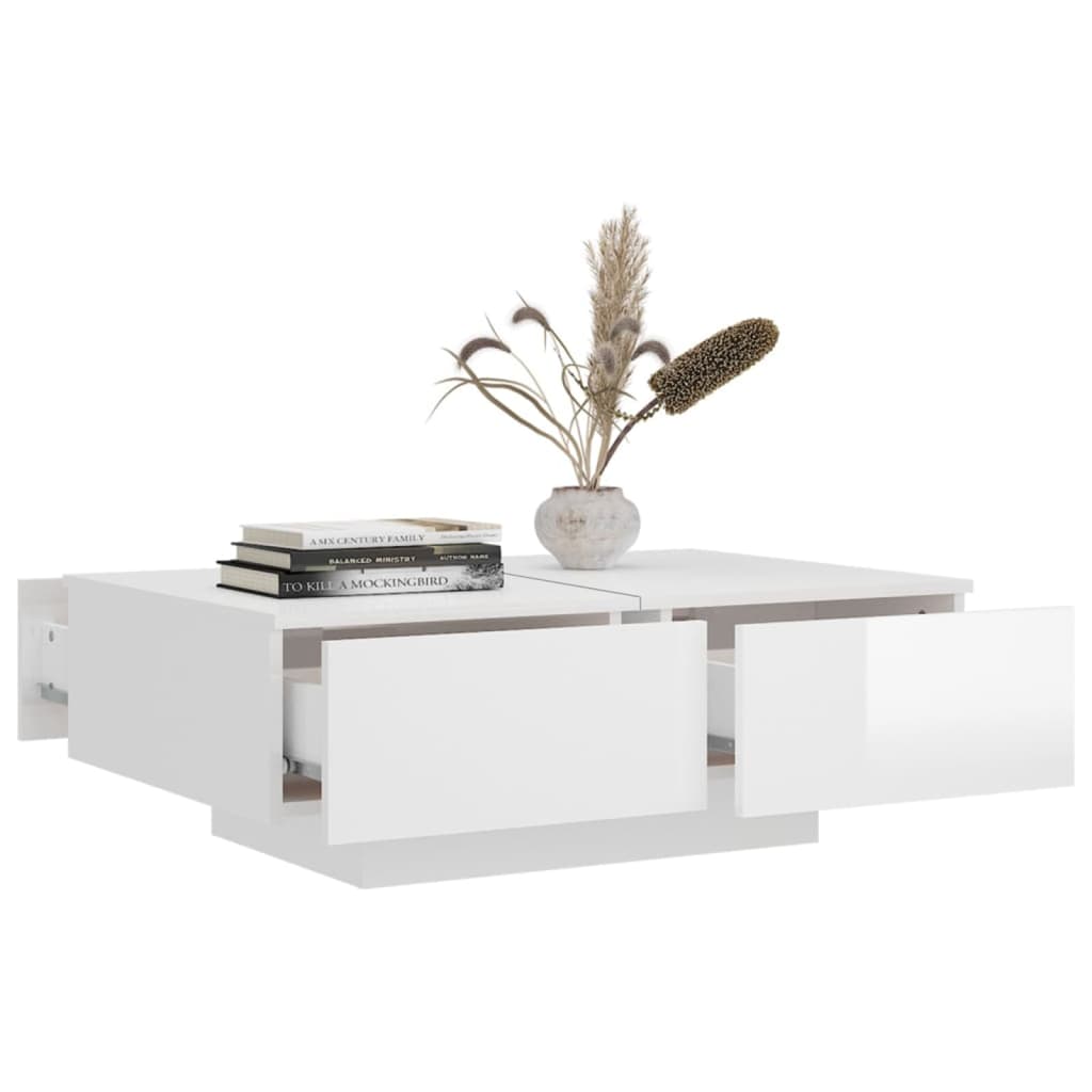 Table basse Blanc brillant 90x60x31 cm Bois d'ingénierie - XIOS
