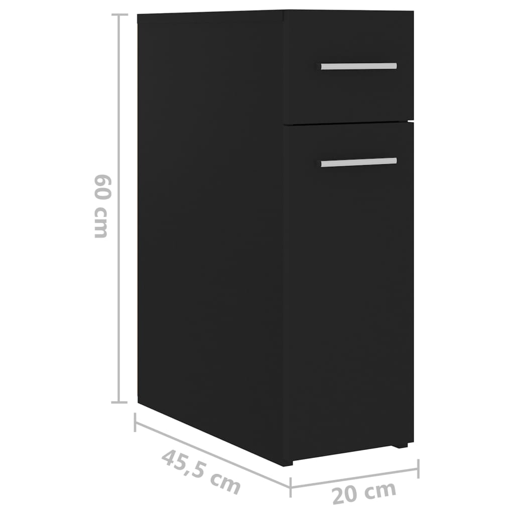 Armoire d'apothicaire Noir 20x45,5x60 cm Bois d’ingénierie