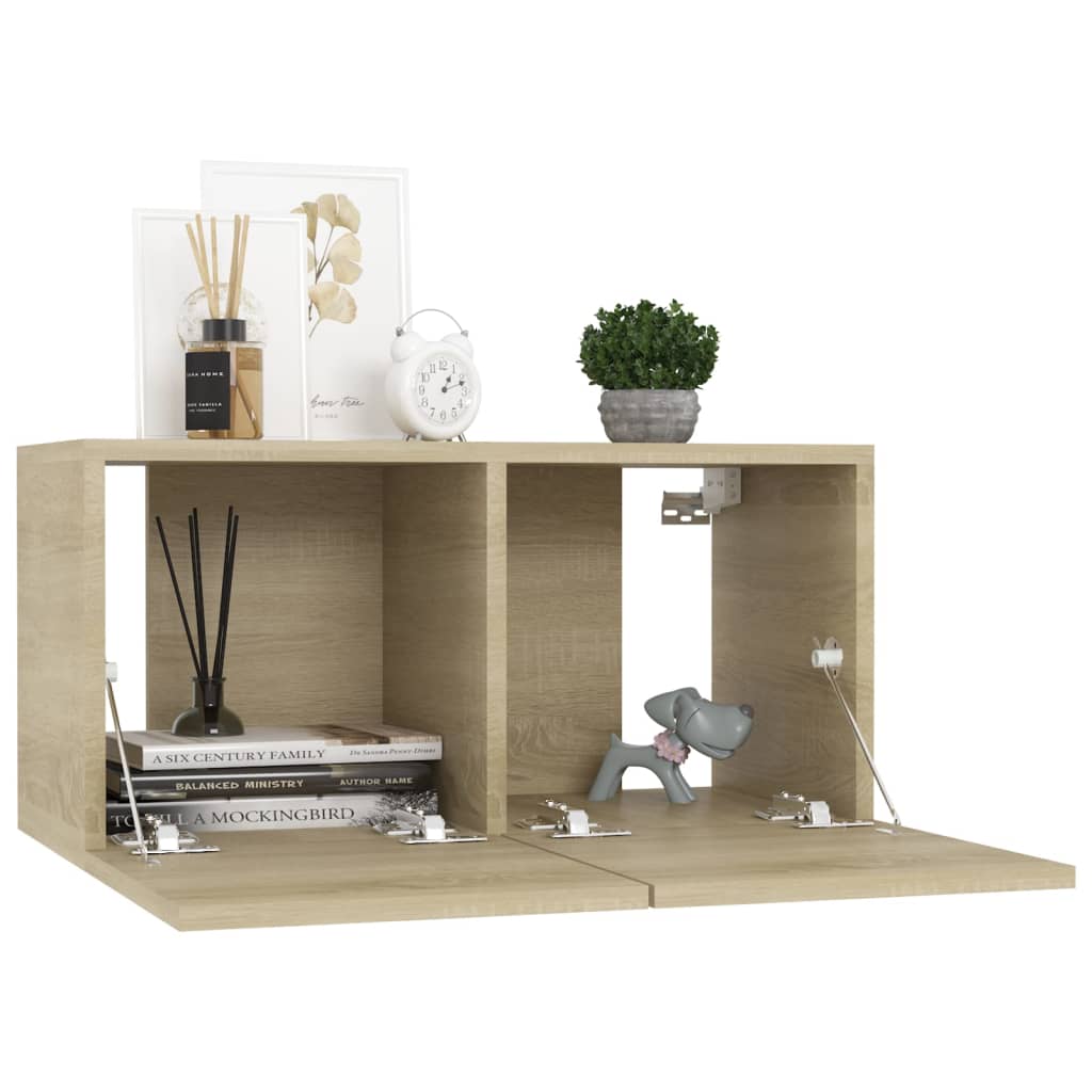 Meubles TV suspendus 2 pcs Chêne sonoma 60x30x30 cm Meubles TV vidaXL   
