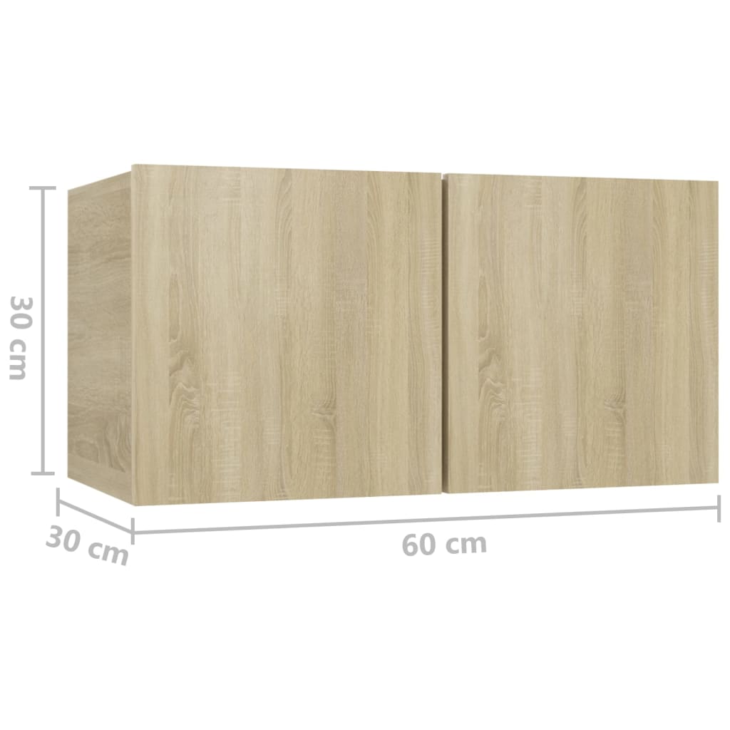 Meubles TV suspendus 2 pcs Chêne sonoma 60x30x30 cm Meubles TV vidaXL   