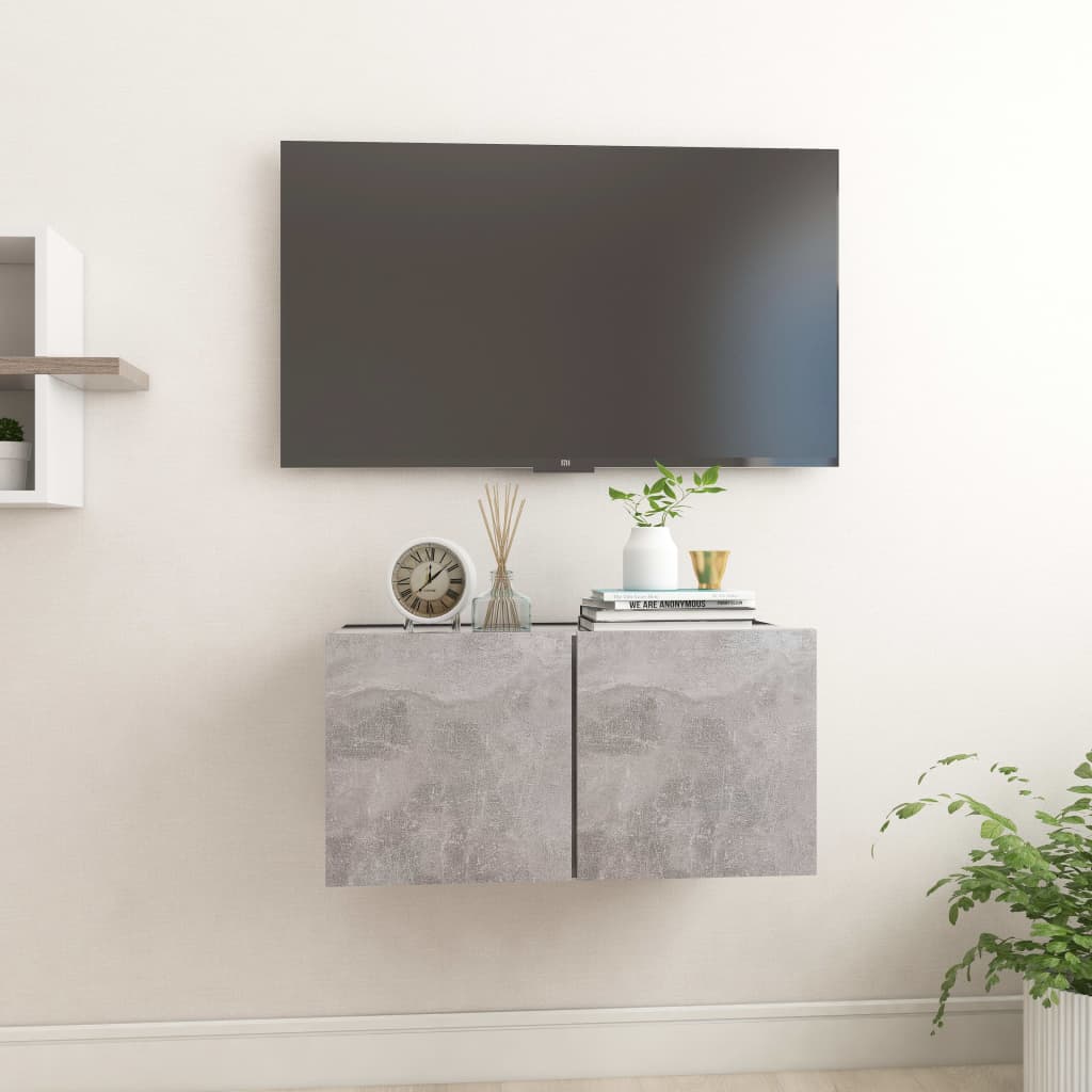 Meuble TV suspendu Gris béton 60x30x30 cm - XIOS