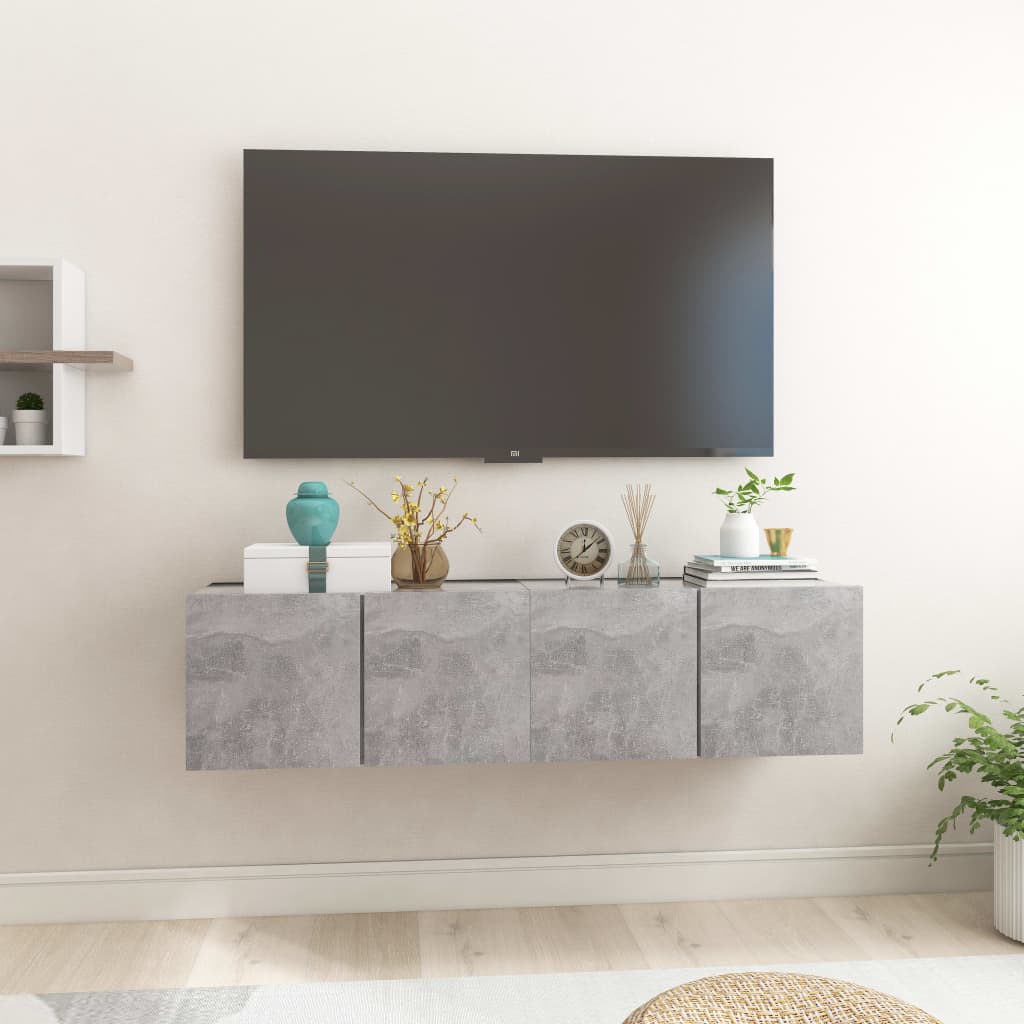 Meubles TV suspendus 2 pcs Gris béton 60x30x30 cm - XIOS