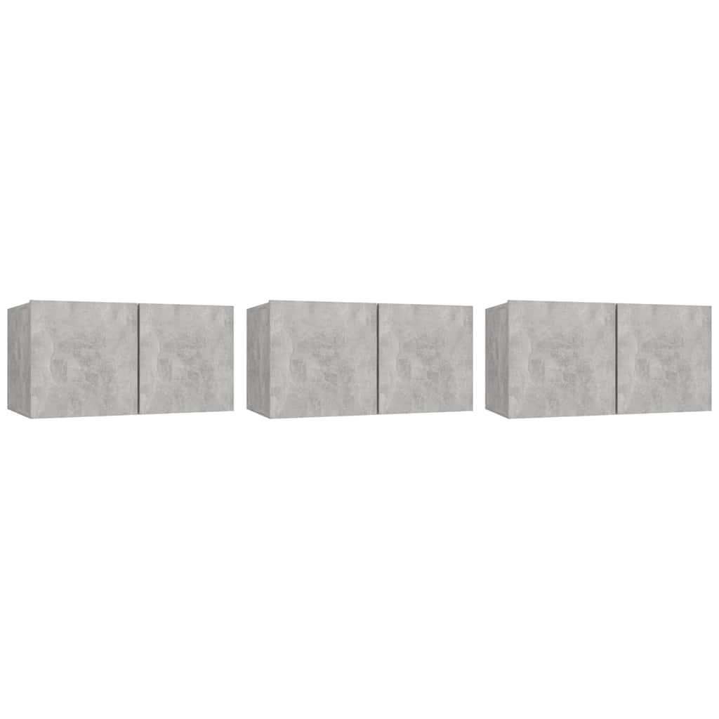 Meubles TV suspendus 3 pcs Gris béton 60x30x30 cm - XIOS