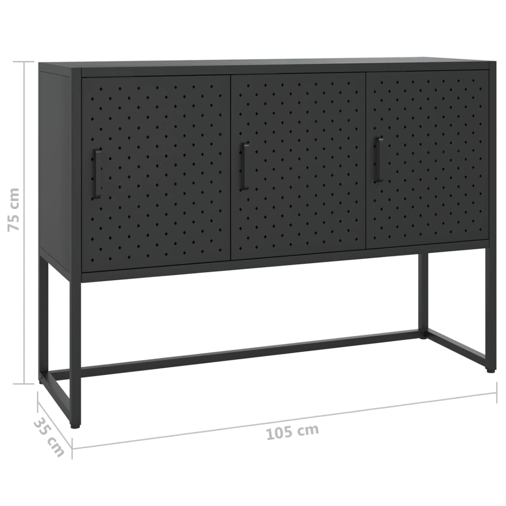 Buffet Noir 105x35x75 cm Acier