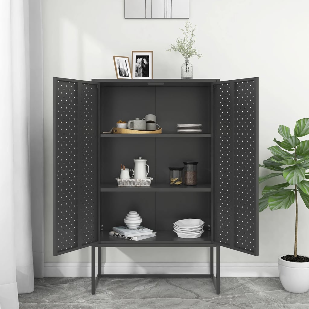 Buffet haut Anthracite 80x35x135 cm Acier - XIOS