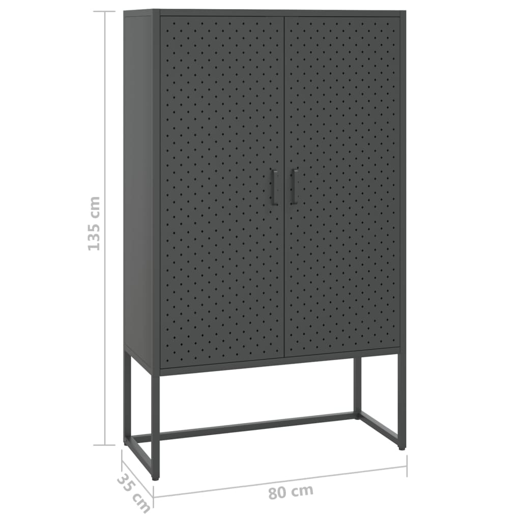 Buffet haut Anthracite 80x35x135 cm Acier - XIOS