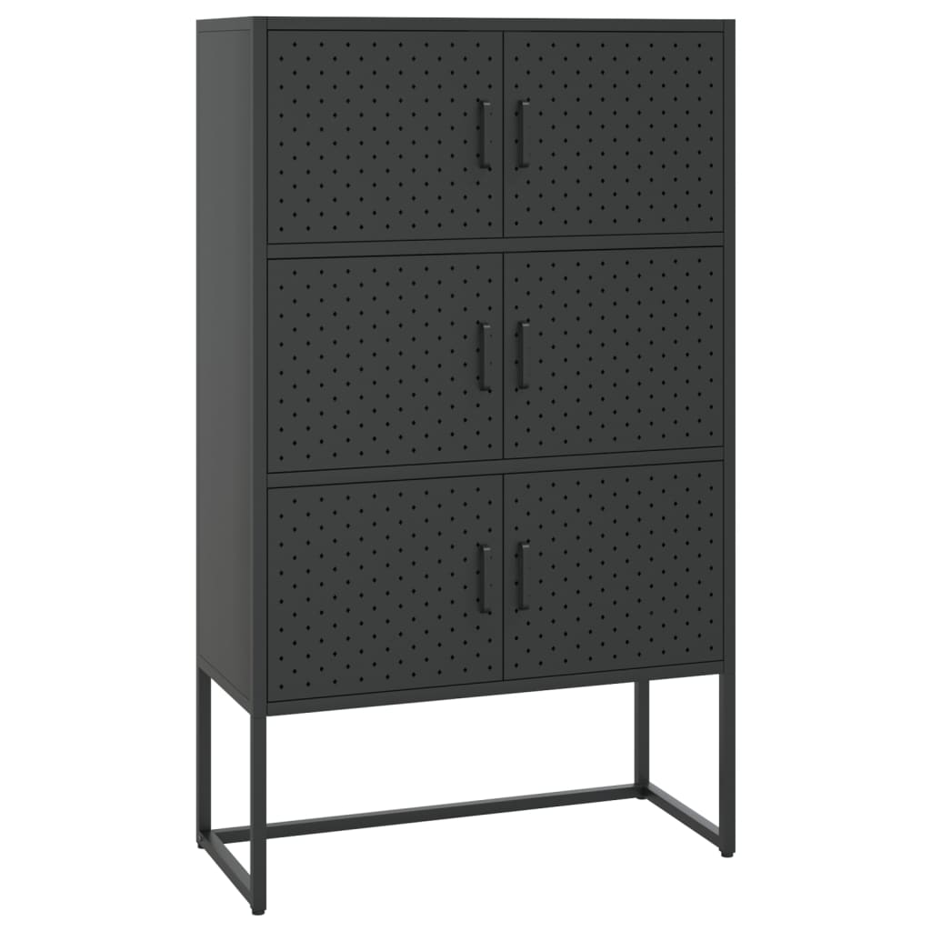 Buffet haut Noir 80x35x135 cm Acier