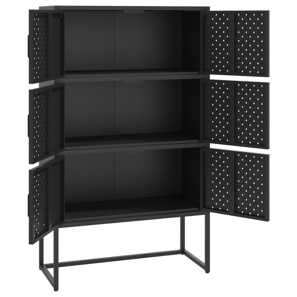 Buffet haut Noir 80x35x135 cm Acier