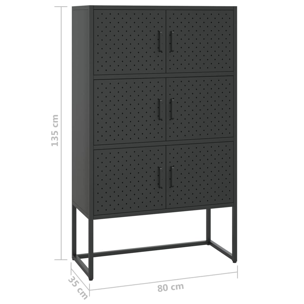 Buffet haut Noir 80x35x135 cm Acier
