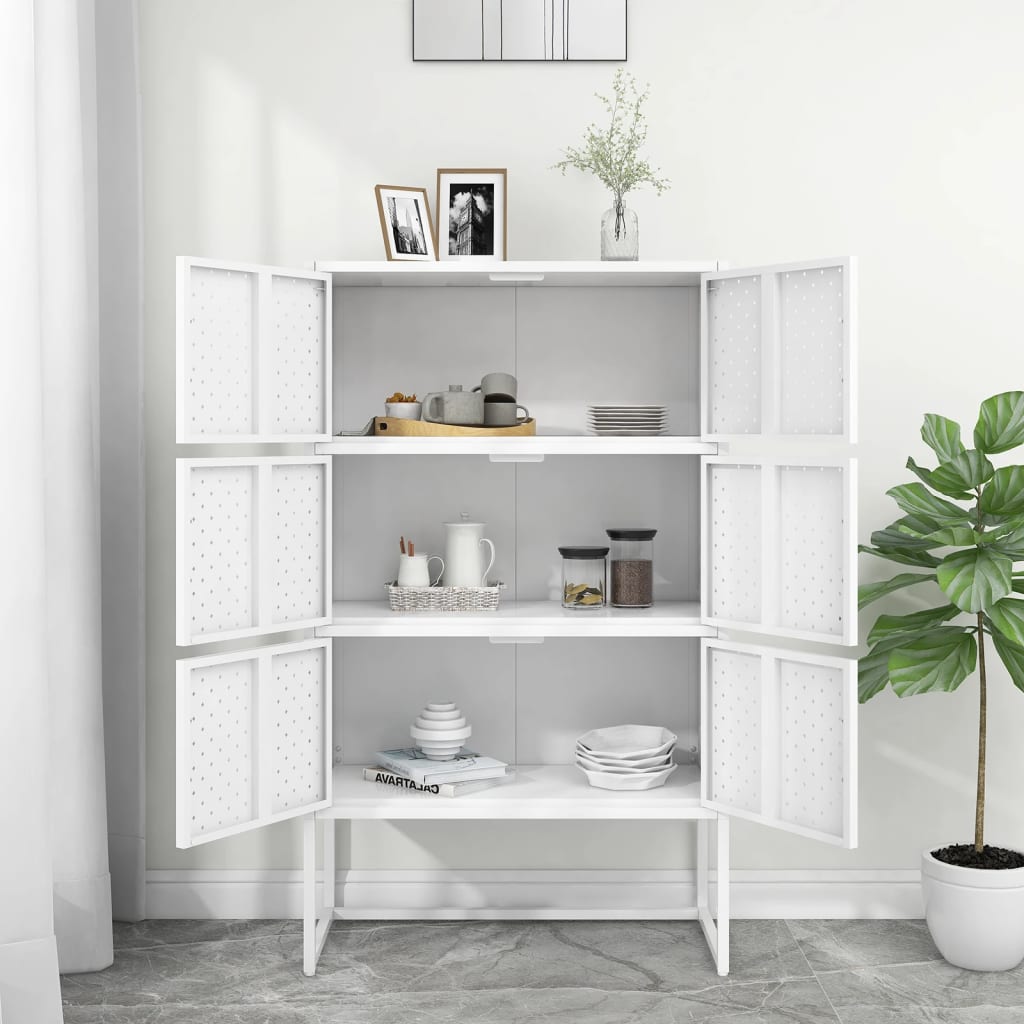 Buffet haut Blanc 80x35x135 cm Acier