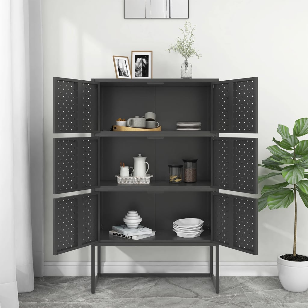 Buffet haut Anthracite 80x35x135 cm Acier - XIOS