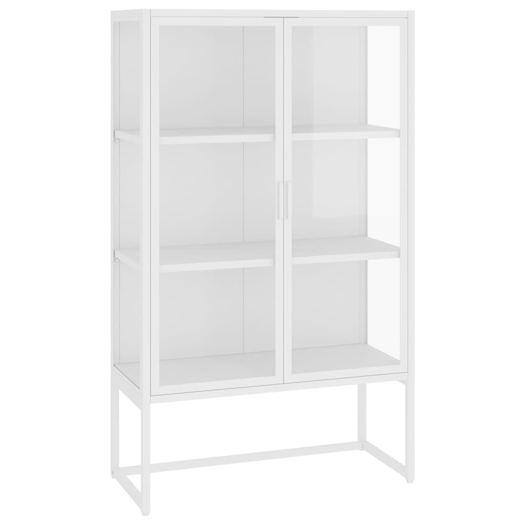 Buffet haut Blanc 80x35x135 cm Acier et verre trempé