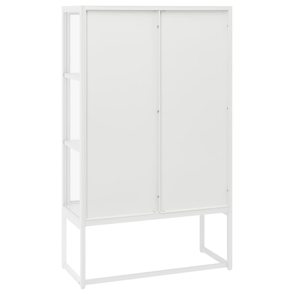Buffet haut Blanc 80x35x135 cm Acier et verre trempé