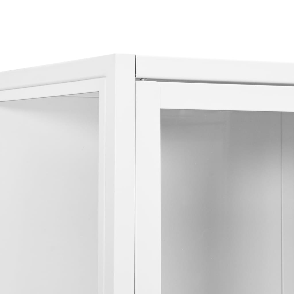 Buffet haut Blanc 80x35x135 cm Acier et verre trempé