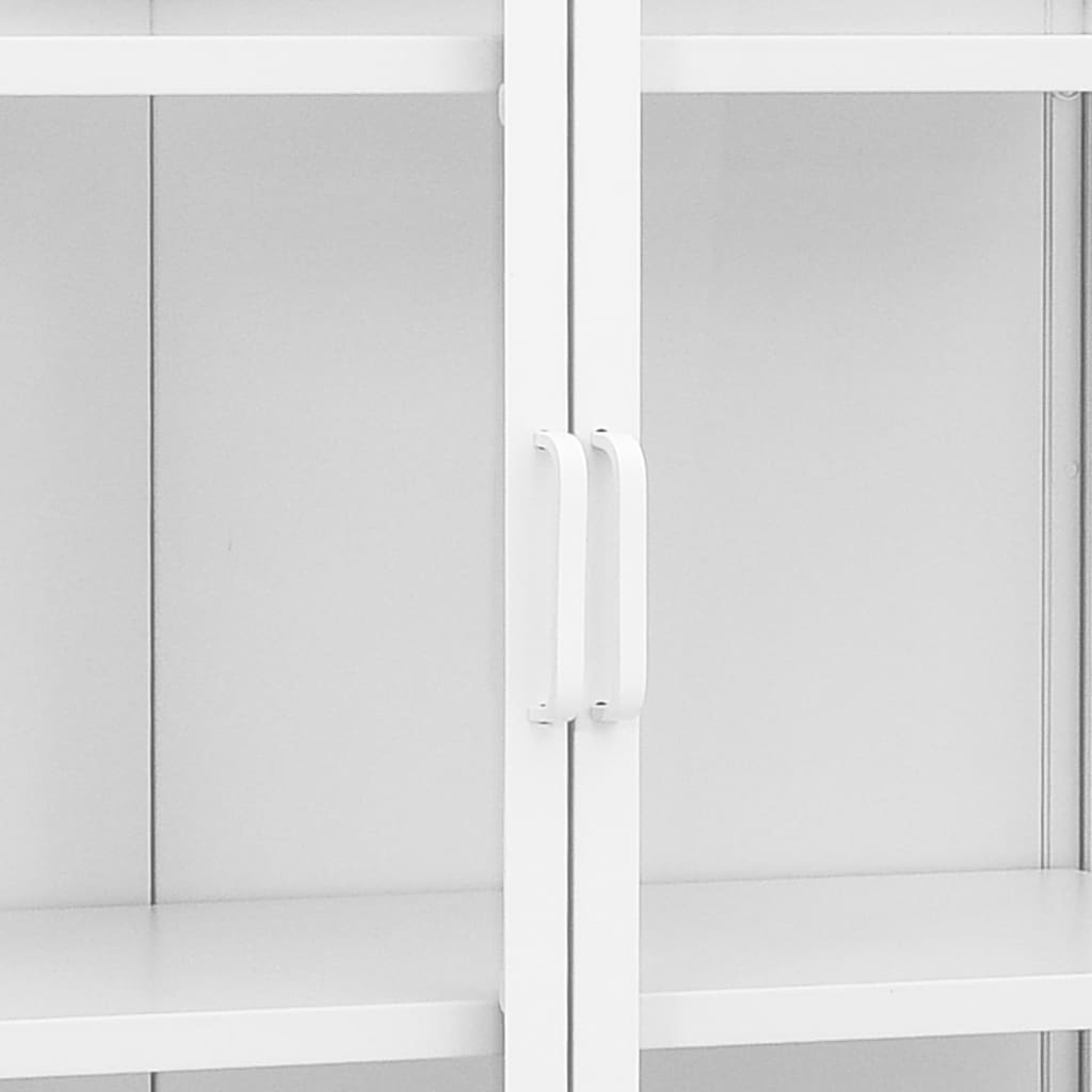 Buffet haut Blanc 80x35x135 cm Acier et verre trempé