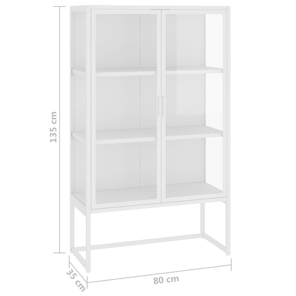 Buffet haut Blanc 80x35x135 cm Acier et verre trempé